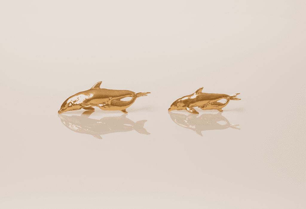 Dolphin with Baby Pendant Jewelry Design | 24k Gold | .9999 Fine Gold