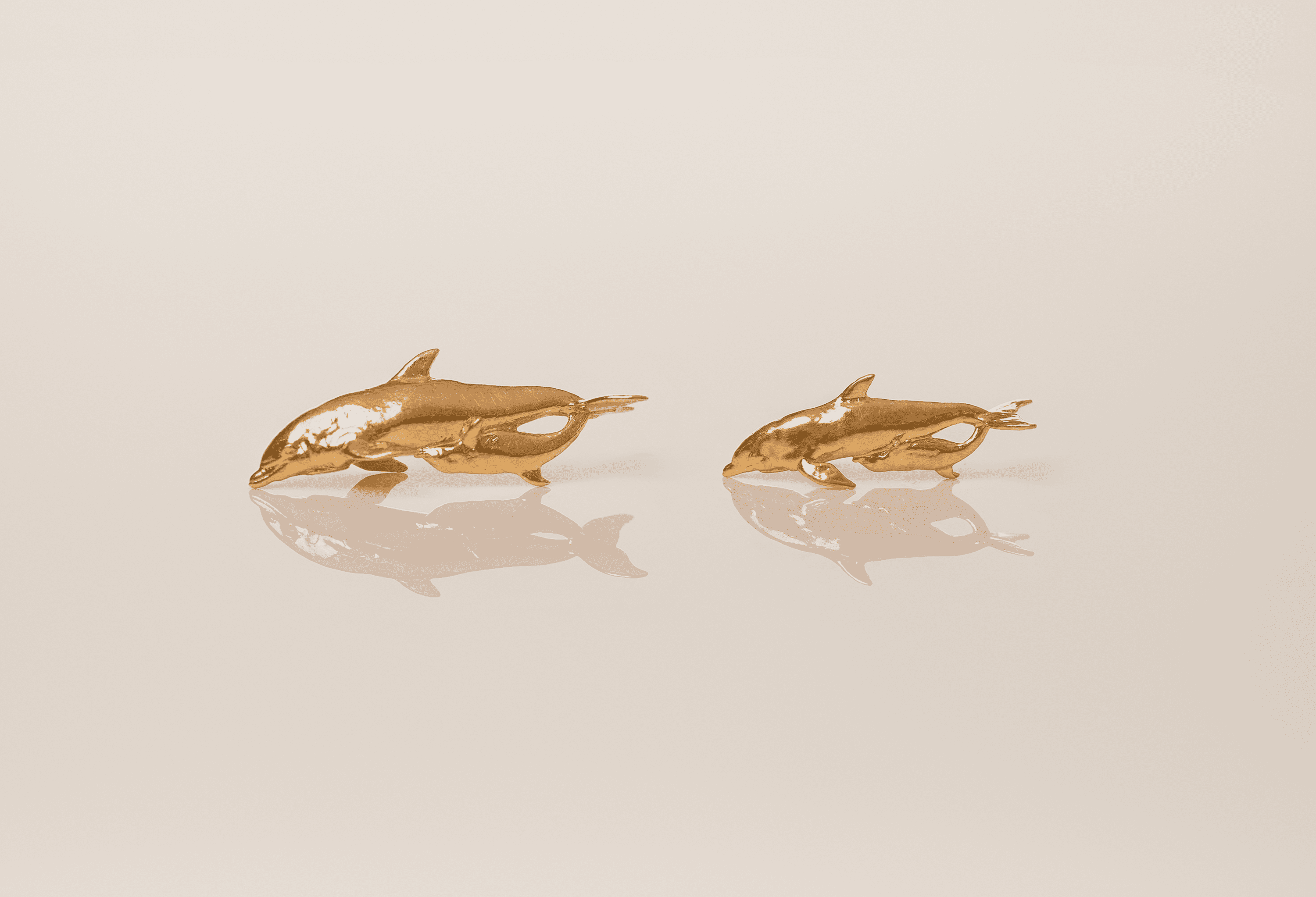 Dolphin with Baby Pendant Jewelry Design | 24k Gold | .9999 Fine Gold