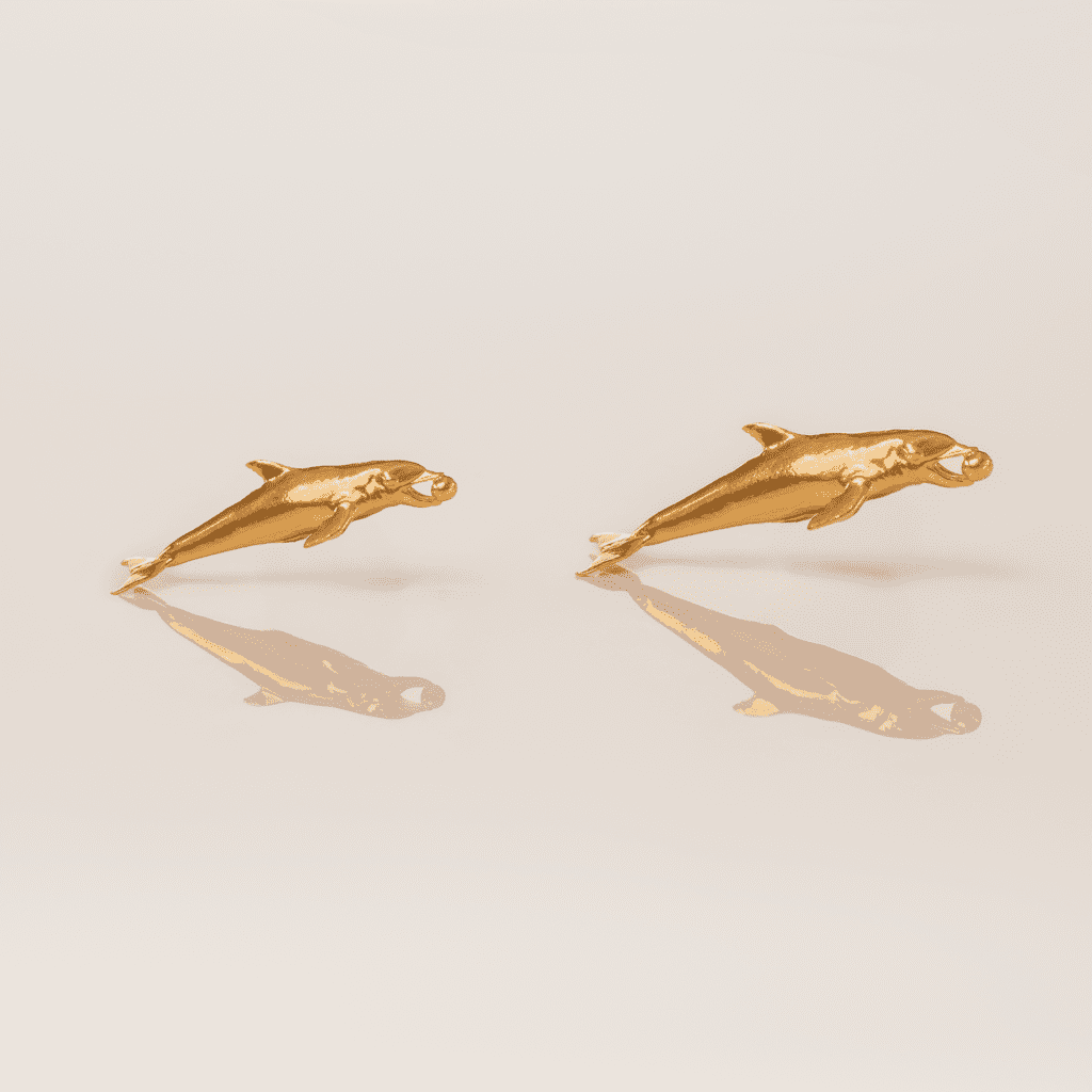 Dolphin with Ball Jewelry Pendant Design | 24k Gold | .9999 Fine Gold