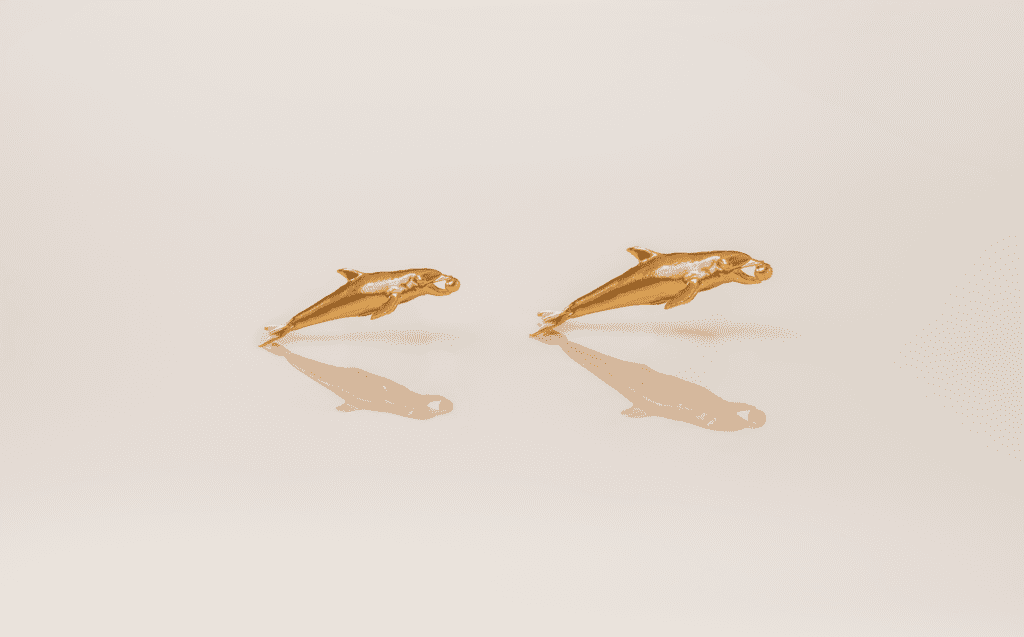 Dolphin with Ball Jewelry Pendant Design | 24k Gold | .9999 Fine Gold