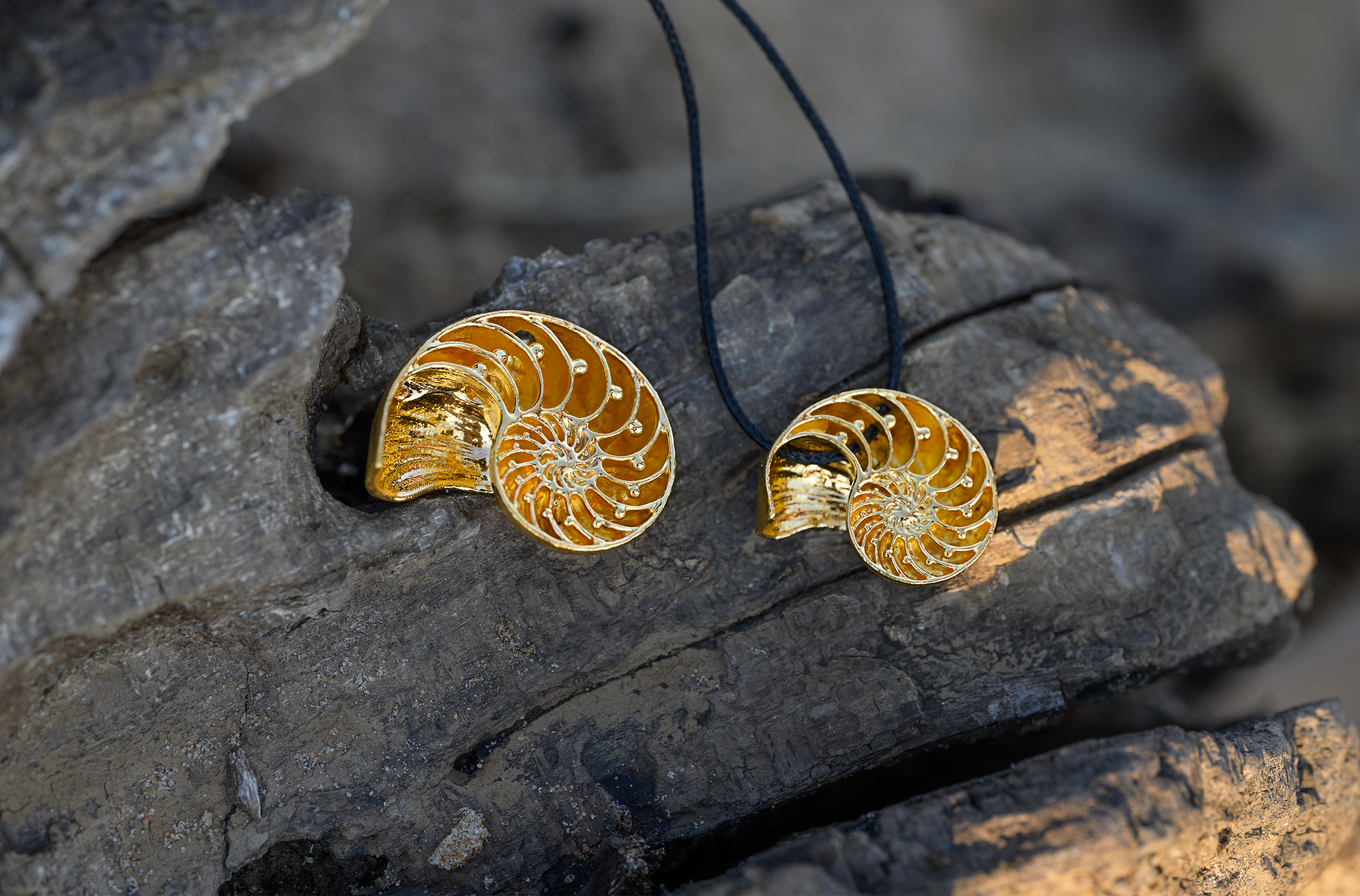Sliced Nautilus Pendant Jewelry Design | 24k Gold | .9999 Fine Gold