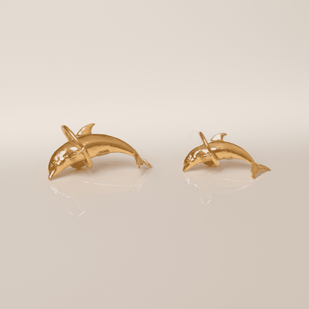 Dolphin Jumping Hoop Pendant Jewelry Design | 24k Gold | .9999 Fine Gold