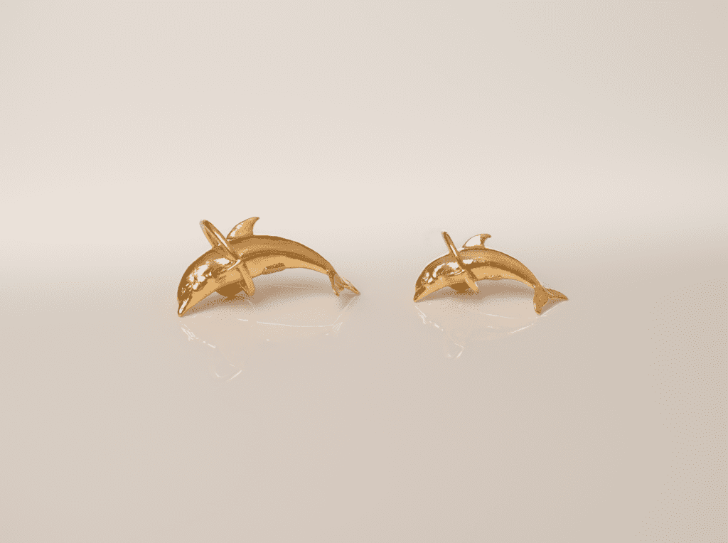 Dolphin Jumping Hoop Pendant Jewelry Design | 24k Gold | .9999 Fine Gold