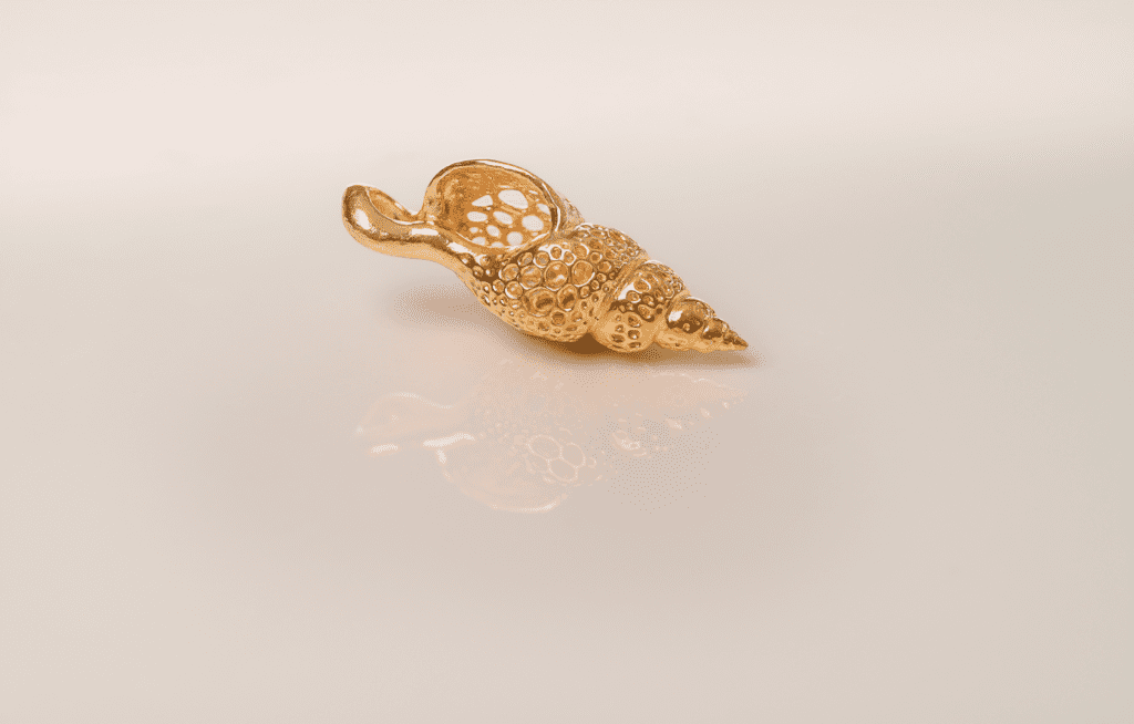 Modern Design Perforated Shell Pendant Jewelry Design | 24k Gold | .9999 Fine Gold - Image 5