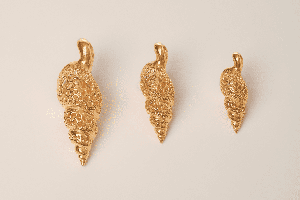Modern Design Perforated Shell Pendant Jewelry Design | 24k Gold | .9999 Fine Gold